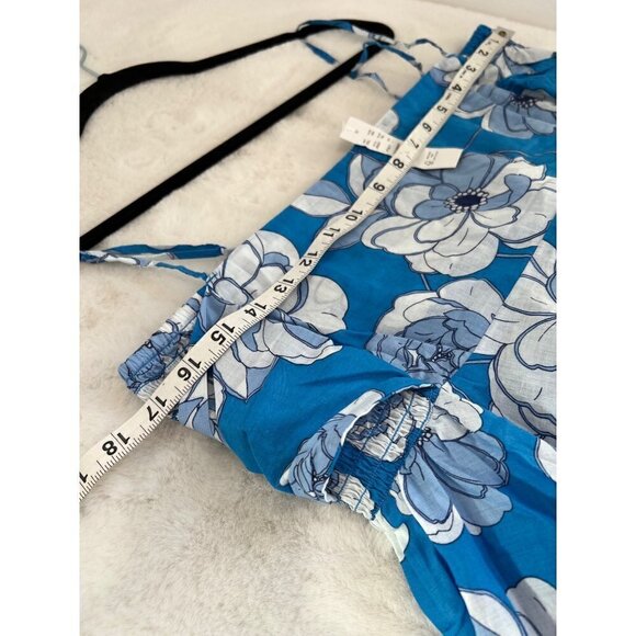 New J Crew Size L Convertible beach dress blue Linear peony Bow Vivid Blue BR047 - Picture 6 of 14